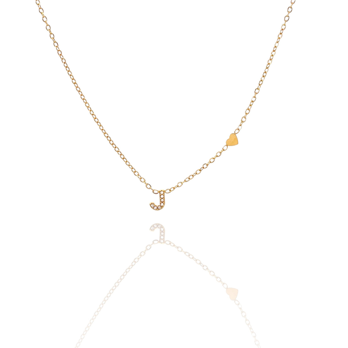 Collana dorata in acciaio inossidabile con iniziale e zirconi