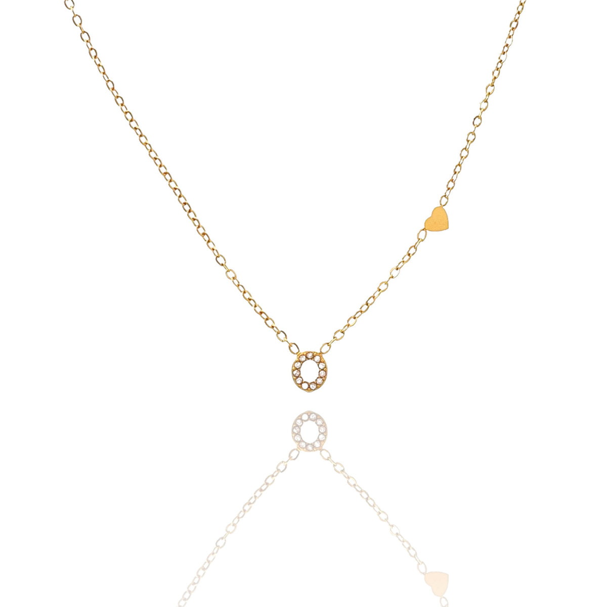 Collana dorata in acciaio inossidabile con iniziale e zirconi