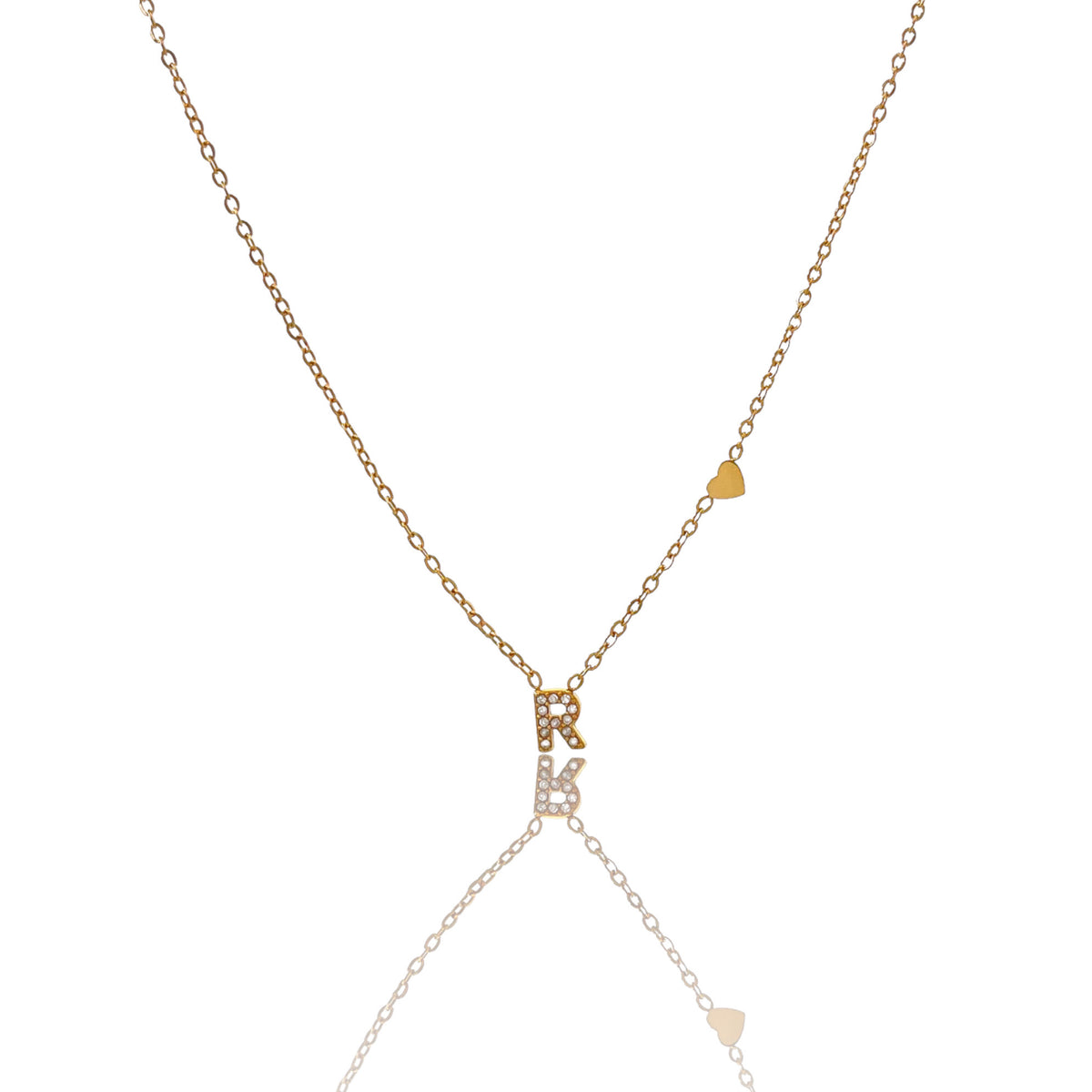 Collana dorata in acciaio inossidabile con iniziale e zirconi