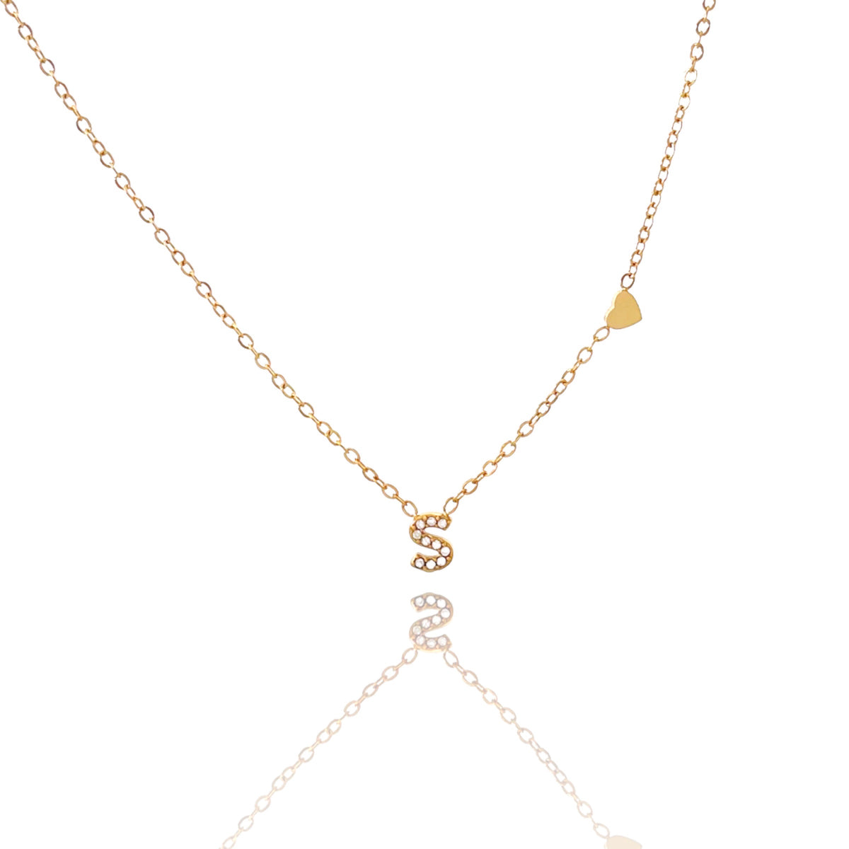 Collana dorata in acciaio inossidabile con iniziale e zirconi