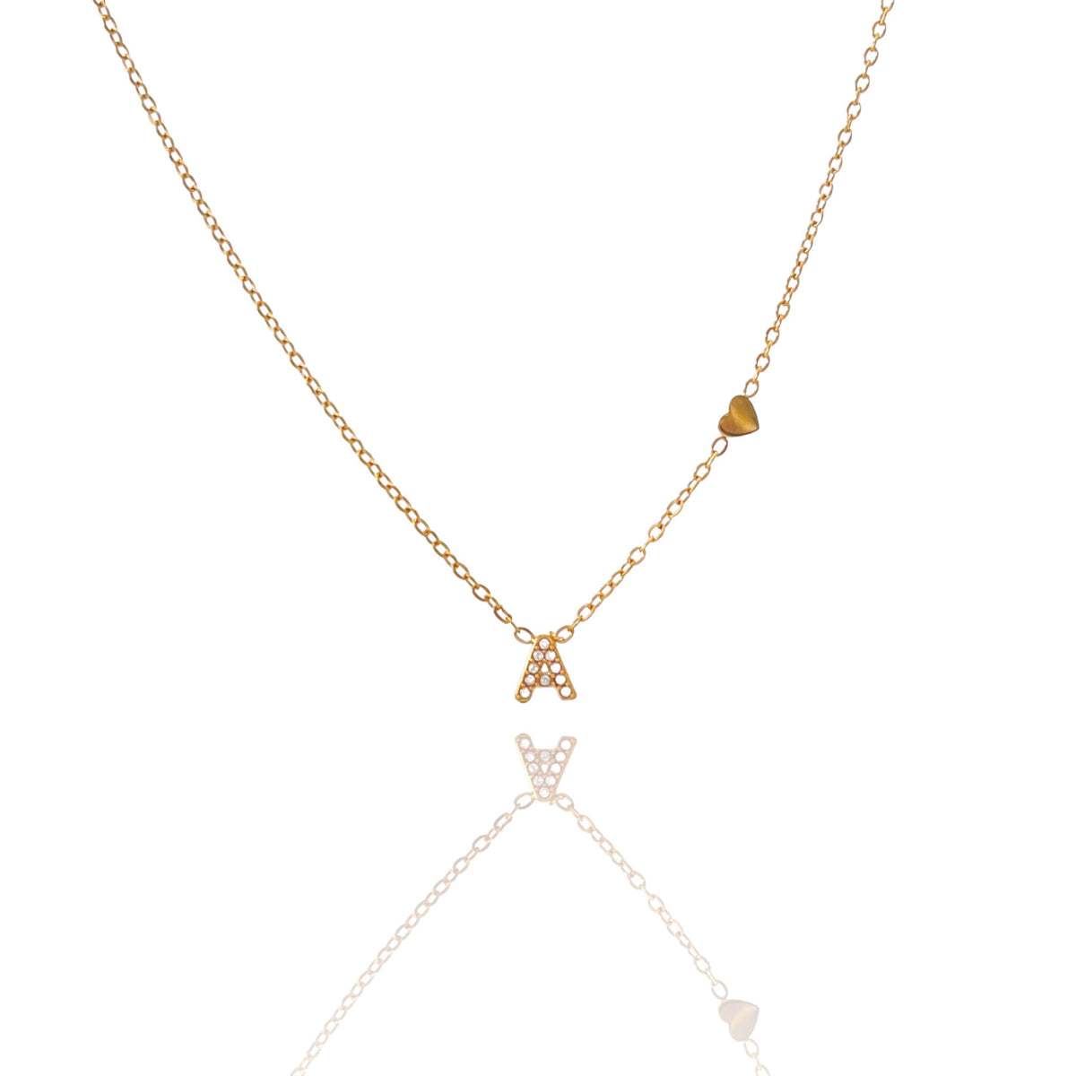 Collana dorata in acciaio inossidabile con iniziale e zirconi