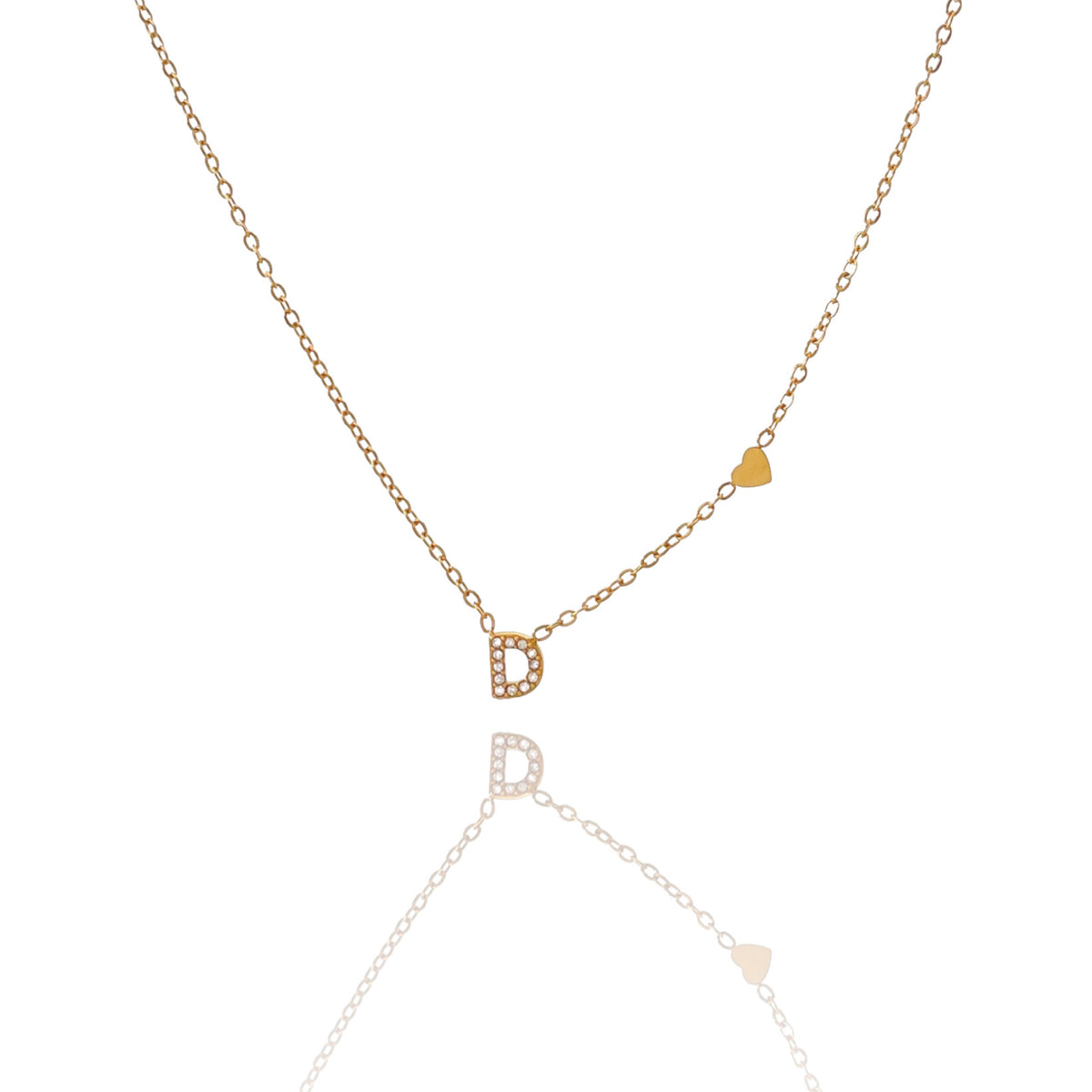 Collana dorata in acciaio inossidabile con iniziale e zirconi