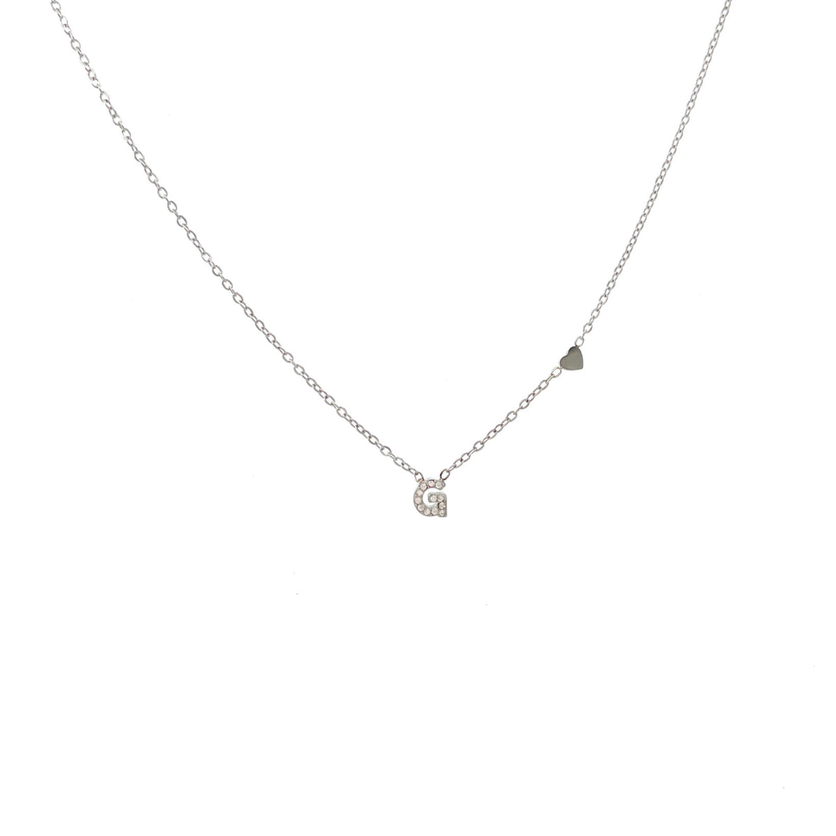 Collana argentata in acciaio inossidabile con iniziale e zirconi