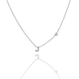 Collana argentata in acciaio inossidabile con iniziale e zirconi