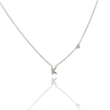 Collana argentata in acciaio inossidabile con iniziale e zirconi