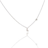 Collana argentata in acciaio inossidabile con iniziale e zirconi