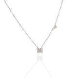 Collana argentata in acciaio inossidabile con iniziale e zirconi