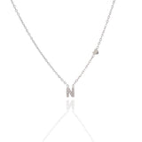 Collana argentata in acciaio inossidabile con iniziale e zirconi