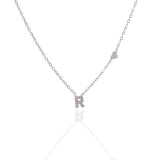 Collana argentata in acciaio inossidabile con iniziale e zirconi