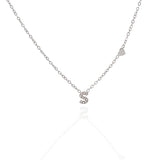 Collana argentata in acciaio inossidabile con iniziale e zirconi