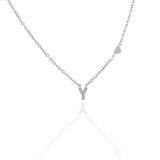 Collana argentata in acciaio inossidabile con iniziale e zirconi