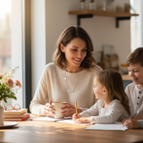 Collana famiglia con cuoricino in acciaio inossidabile