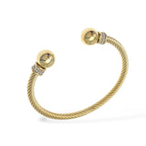 Bracciale donna rigido 2 ball in acciaio con pietre