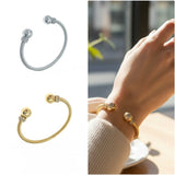 Bracciale donna rigido 2 ball in acciaio con pietre