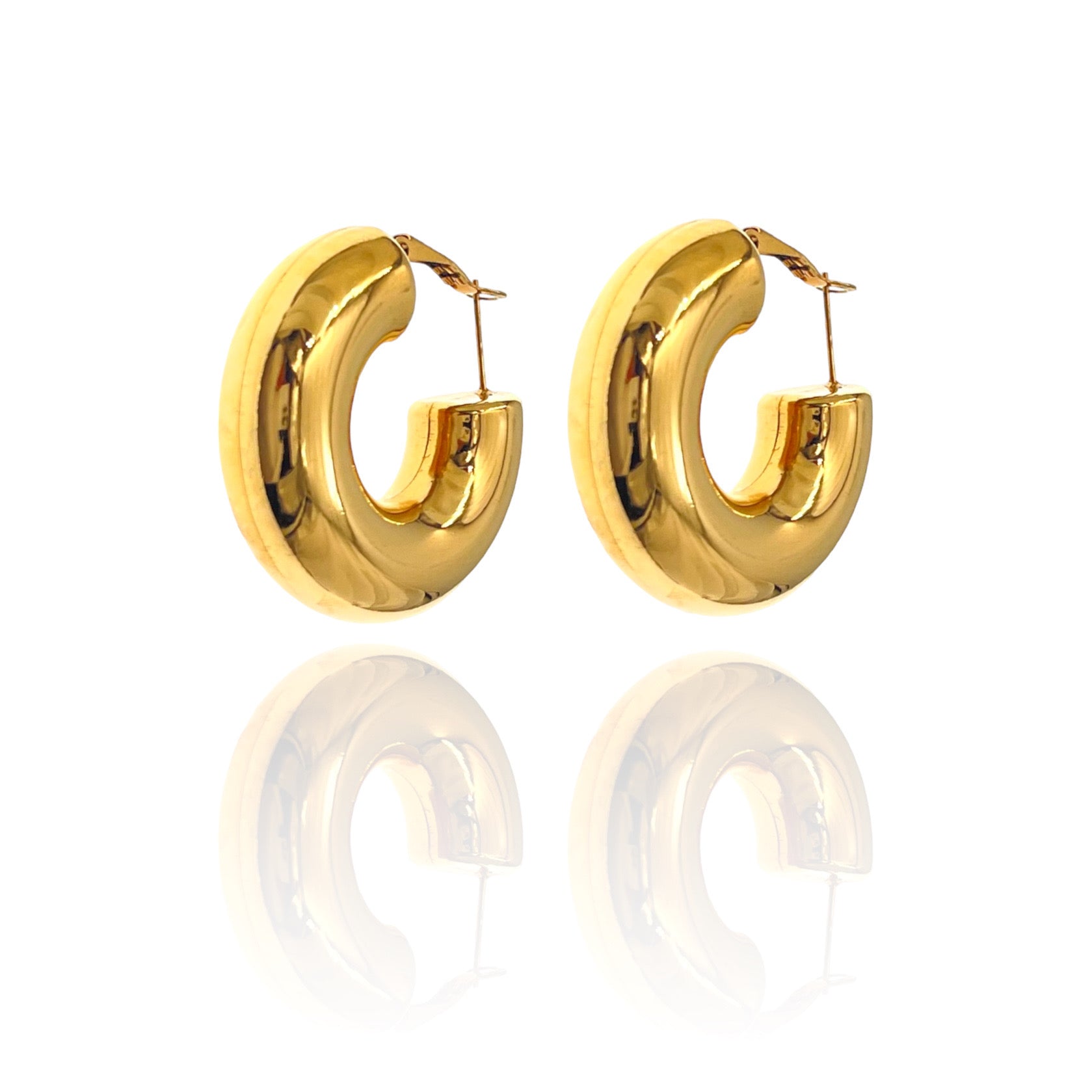 Orecchini In Acciaio Inox Bicolore Oro E Argento, Impermeabili, Antiruggine, Con Confezione Regalo