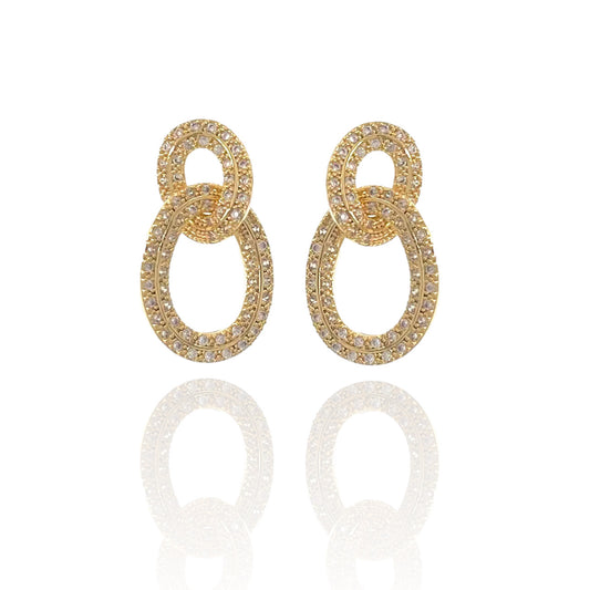 Orecchini Elite in ottone dorato con zirconi anallergico