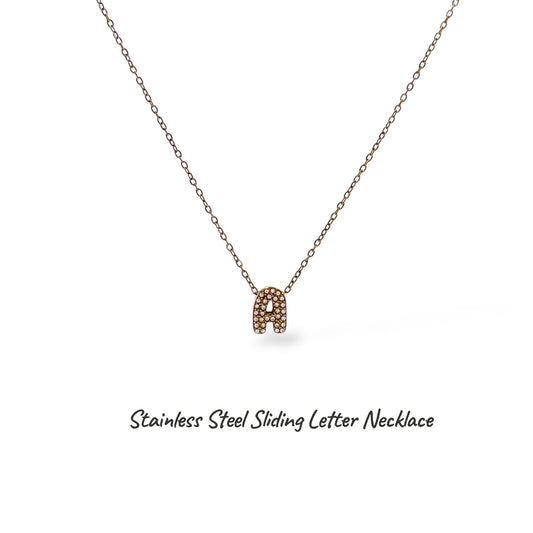 Collana iniziale lettera double in acciaio inossidabile colore oro e strass
