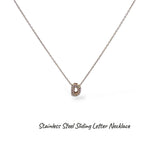 Collana iniziale lettera double in acciaio inossidabile colore oro e strass