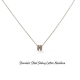 Collana iniziale lettera double in acciaio inossidabile colore oro e strass