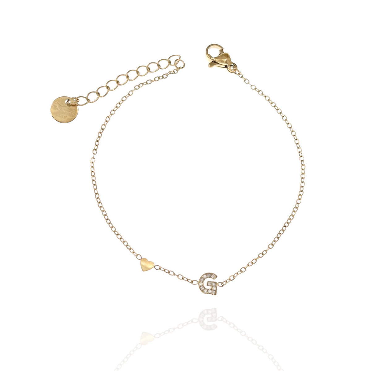 Bracciale con iniziale e zirconi colore oro