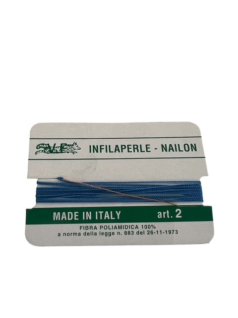 Filo infilaperle con ago colore azzurro Turchese  in nylon per collane bracciali nailon varie misure