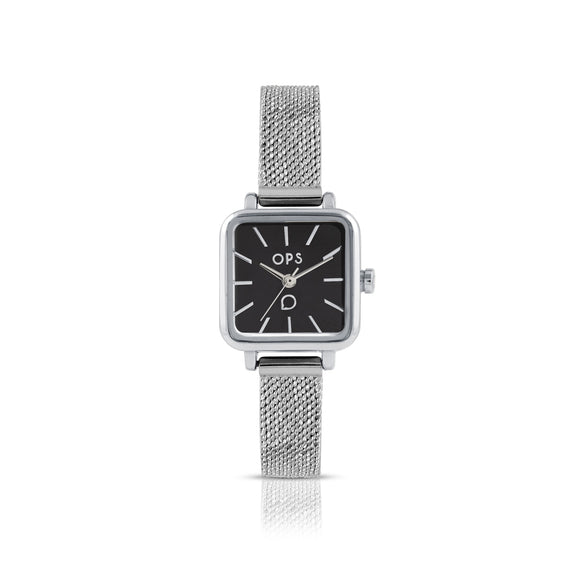 Censi Donna Argento Diamante Quadrato Quadrante Nero PU Pelle Cinturino Censi Donna Argento Diamante Quadrato Quadrante Nero PU Pelle Cinturino
