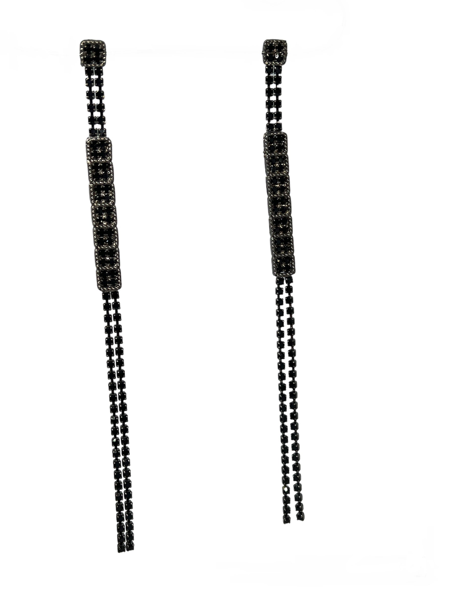 Orecchini Chandelier Agata Labradorite Diamanti Bianchi Oro Nero 18 Carati In Ve - Foto 2