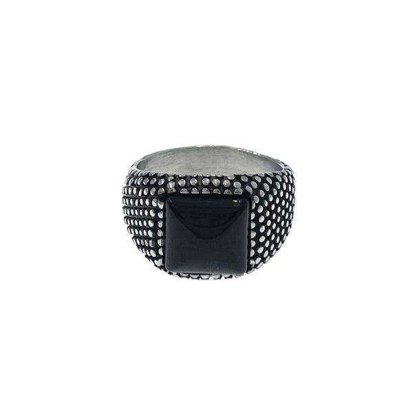 Anello Uomo Minimalista Con Onice Nero Cultivato In Laboratorio – Pietra Quadrata Lucida, FASCIA REGOLABILE, In Lega D'Argento (Oro Bianco O Giallo)