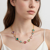 Collana in cristallo e acciaio inossidabile dorato