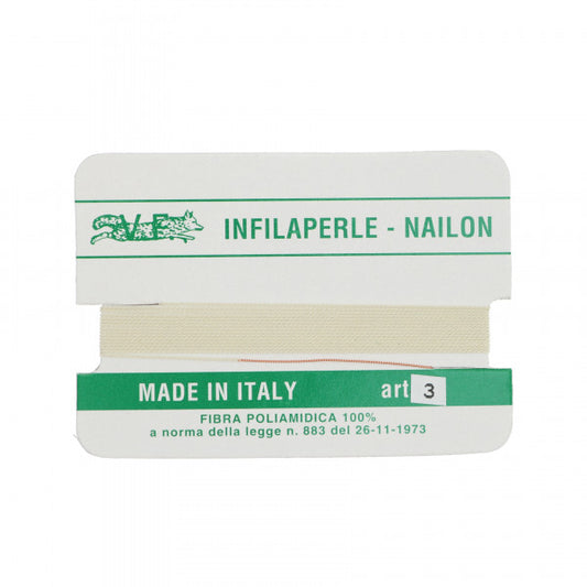 Filo infilaperle con ago colore bianco in nylon per collane bracciali nailon varie misure