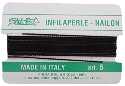 Filo infilaperle con ago colore nero in nylon per collane bracciali nailon varie misure
