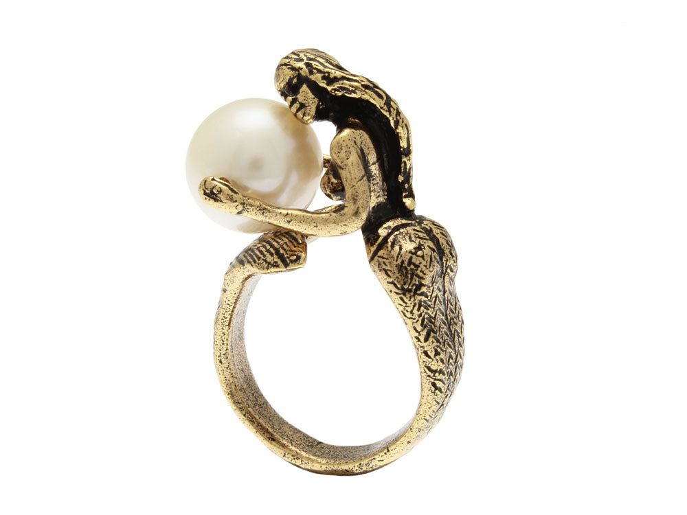 anello sirenetta alcozer, sirena, perla