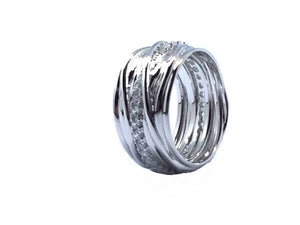 anello in argento filo argento e zirconi