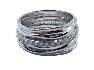 anello in argento filo argento e zirconi