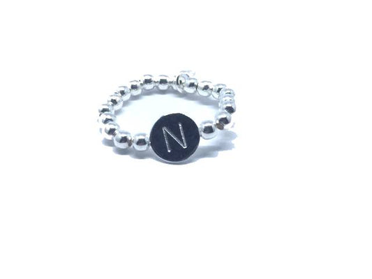anello argento lettera iniziale n