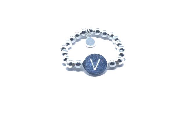 anello argento lettera iniziale v