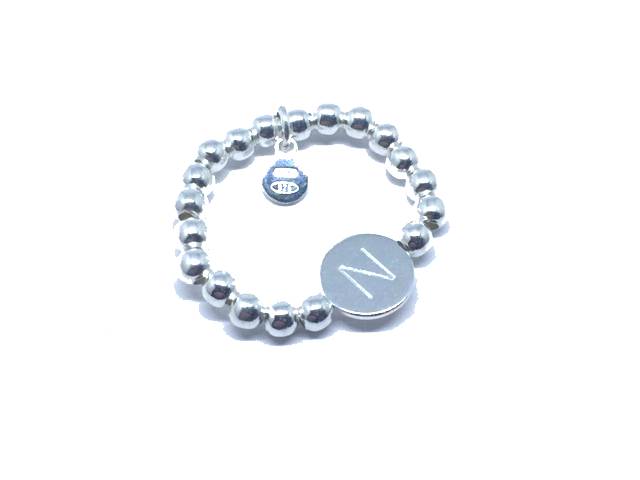 anello argento lettera iniziale n