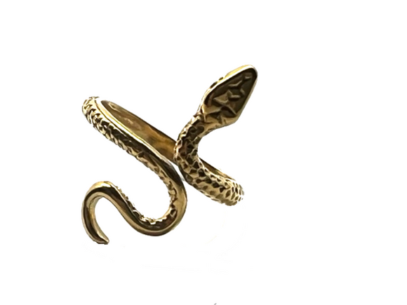 anello serpente dorato, regolabile argento,