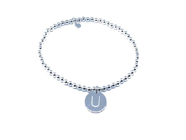 Bracciale iniziale in argento 925 ‰ con lettera iniziale elasticizzati