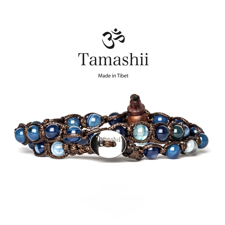 Bracciale Originale Tibetano Tamashii In Agata Bianca – Pietre Dure Naturali Unisex (Taglia Unica) Con Certificato - 4