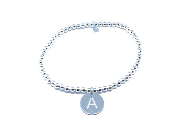 Bracciale iniziale in argento 925 ‰ con lettera iniziale elasticizzati