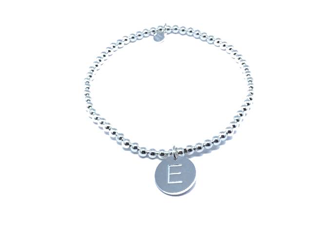 Bracciale iniziale in argento 925 ‰ con lettera iniziale elasticizzati