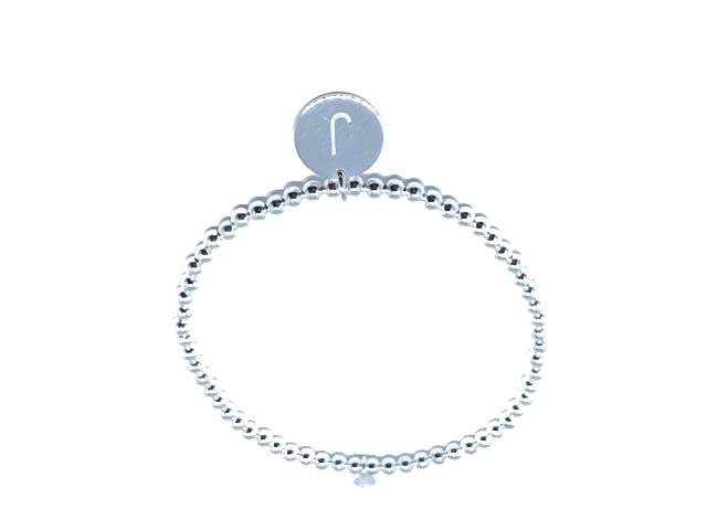 Bracciale iniziale in argento 925 ‰ con lettera iniziale elasticizzati