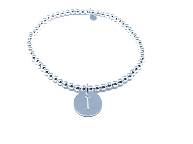 Bracciale iniziale in argento 925 ‰ con lettera iniziale elasticizzati