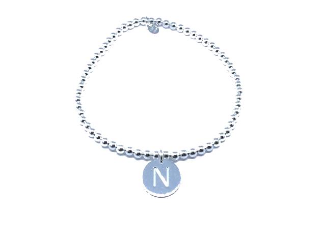 Bracciale iniziale in argento 925 ‰ con lettera iniziale elasticizzati