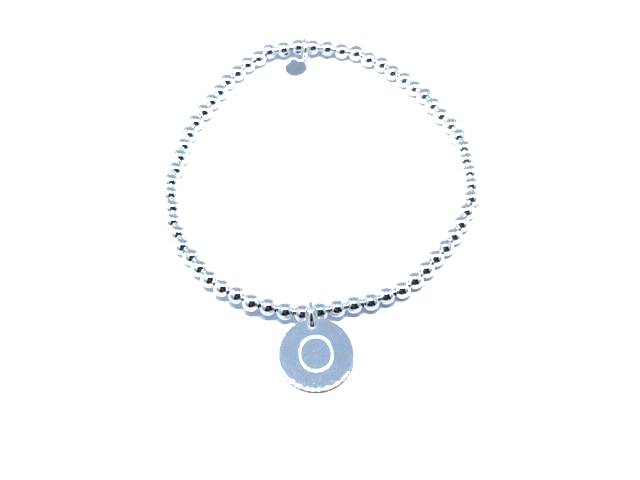 Bracciale iniziale in argento 925 ‰ con lettera iniziale elasticizzati