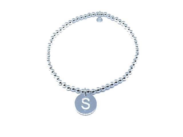 Bracciale iniziale in argento 925 ‰ con lettera iniziale elasticizzati