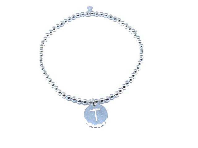 Bracciale iniziale in argento 925 ‰ con lettera iniziale elasticizzati