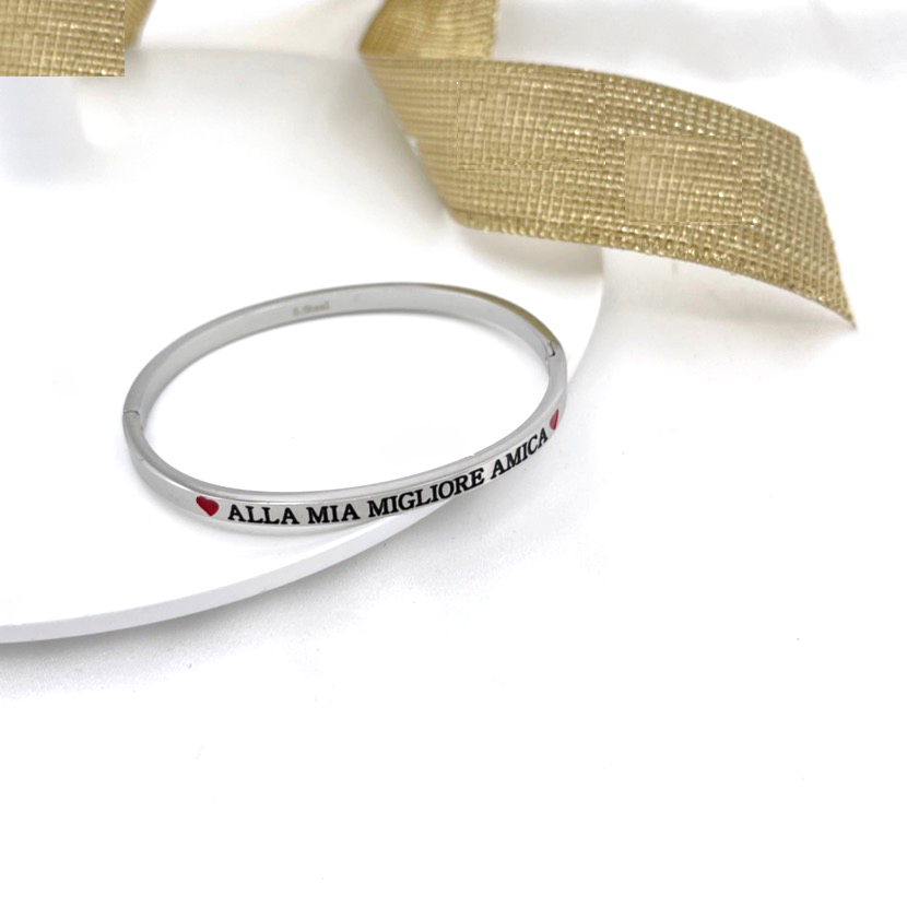 Bracciale braccialetto con scritta frase alla mia migliore amica in acciaio argento e dintorni 