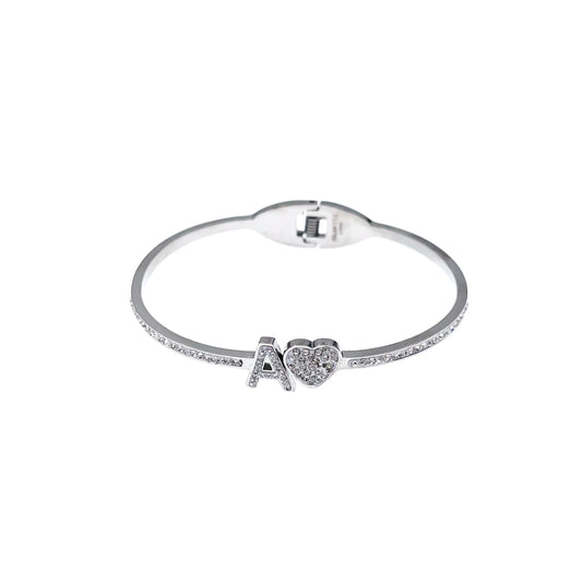 Bracciale rigido braccialetto in acciaio con lettera  iniziale A